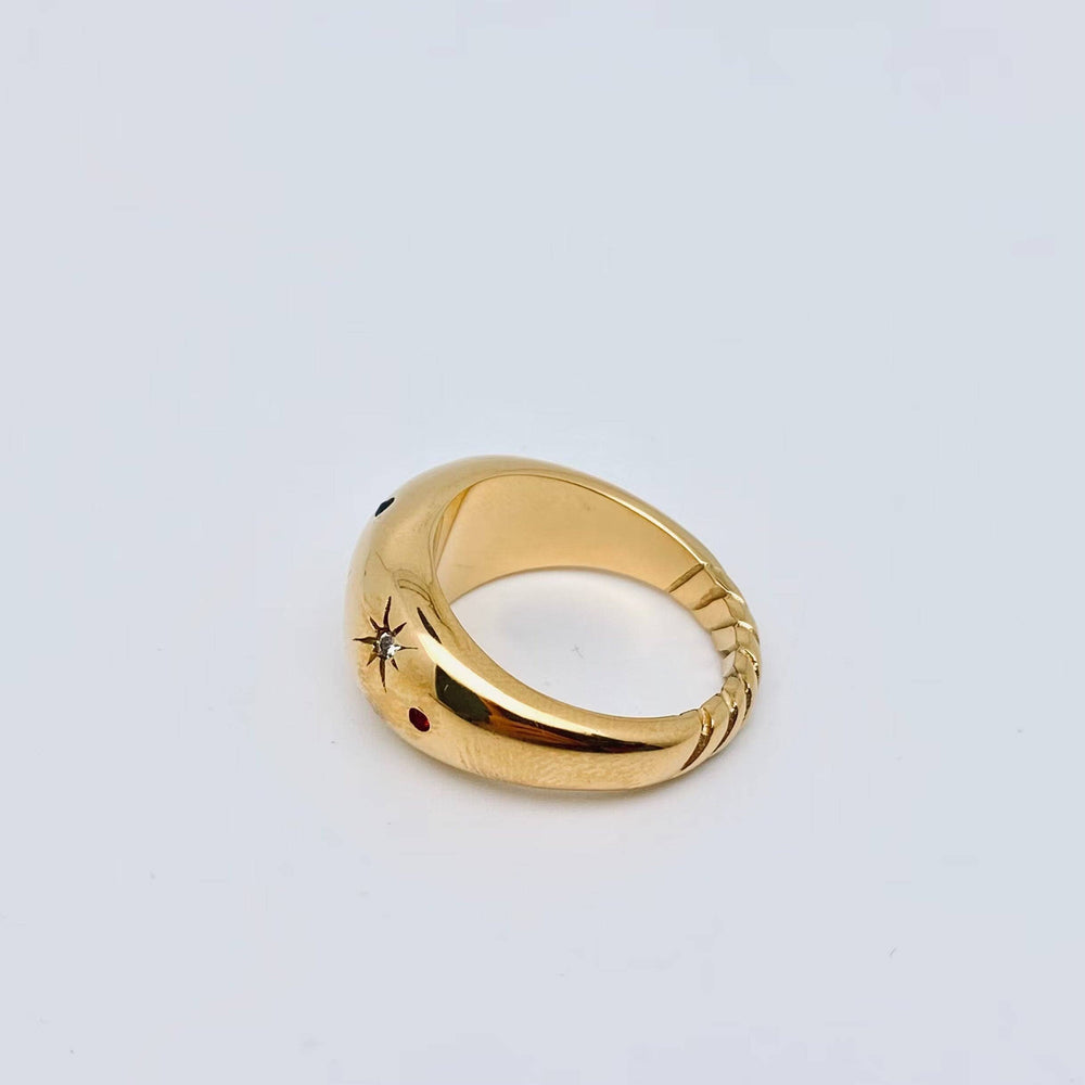 Hexagram Zircon 18K Gold Plated Stainless Steel Ring: 8