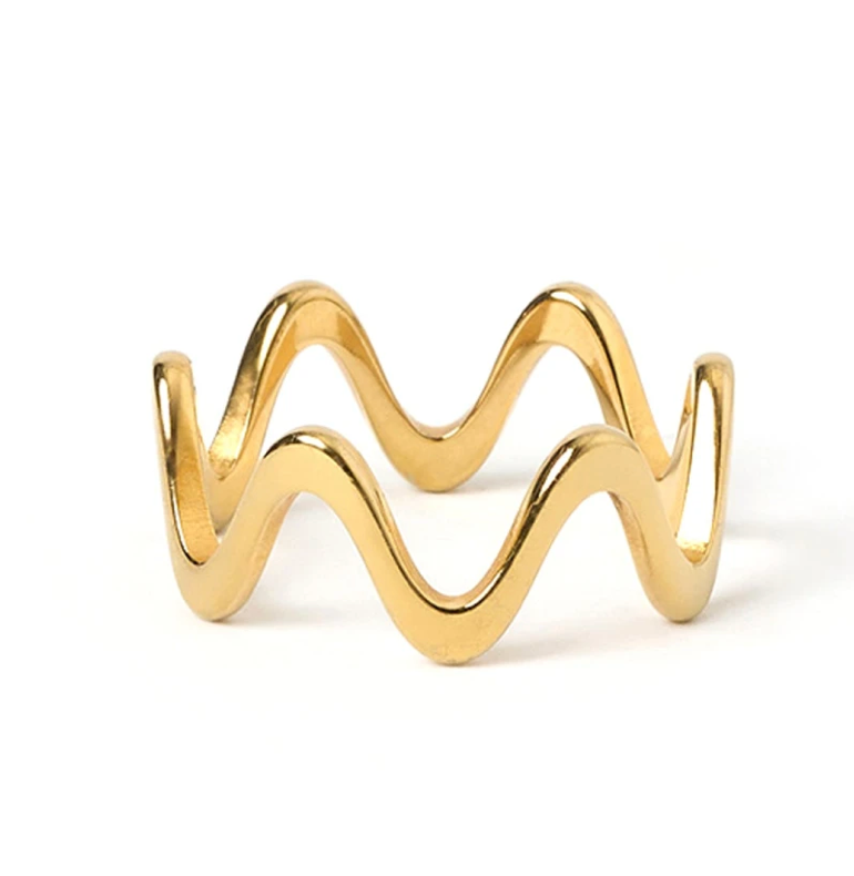 HoopLa Style - Zig Zag - Wave Stacking Steel 114K Band Ring: 7