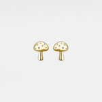 Dainty Cute Mushroom Stud Earrings in 925 Sterling Silver: Gold