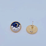 Sun Moon Stars Asymmetric Enamel Ear Studs