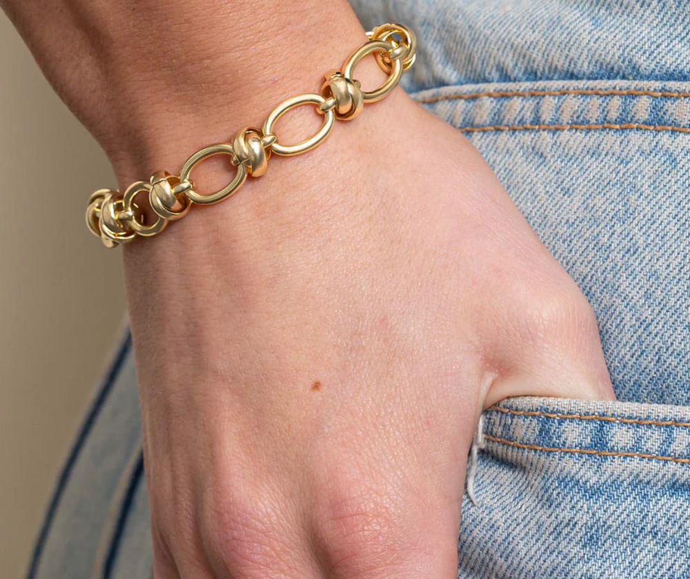 HoopLa - Rio Eternal Rope and Link Steel Bracelet 14K gold Waterproof