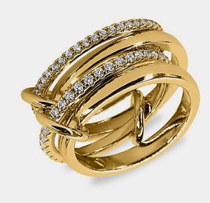 HoopLa Style - Multi Band Eternity Ring band- stacking bands: Yellow Gold / 8