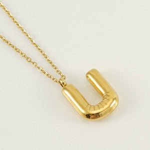 Bubble Shape Initial Pendant Necklace