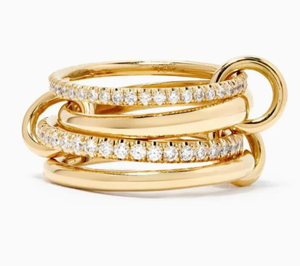 HoopLa Style - Multi Band Eternity Ring band- stacking bands: Yellow Gold / 7