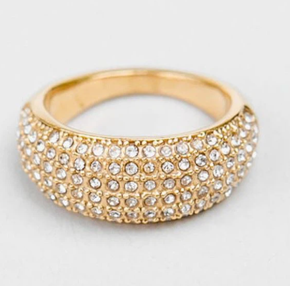 HoopLa Style - Dome Pavé Ring- Steel 14K: Gold / 8