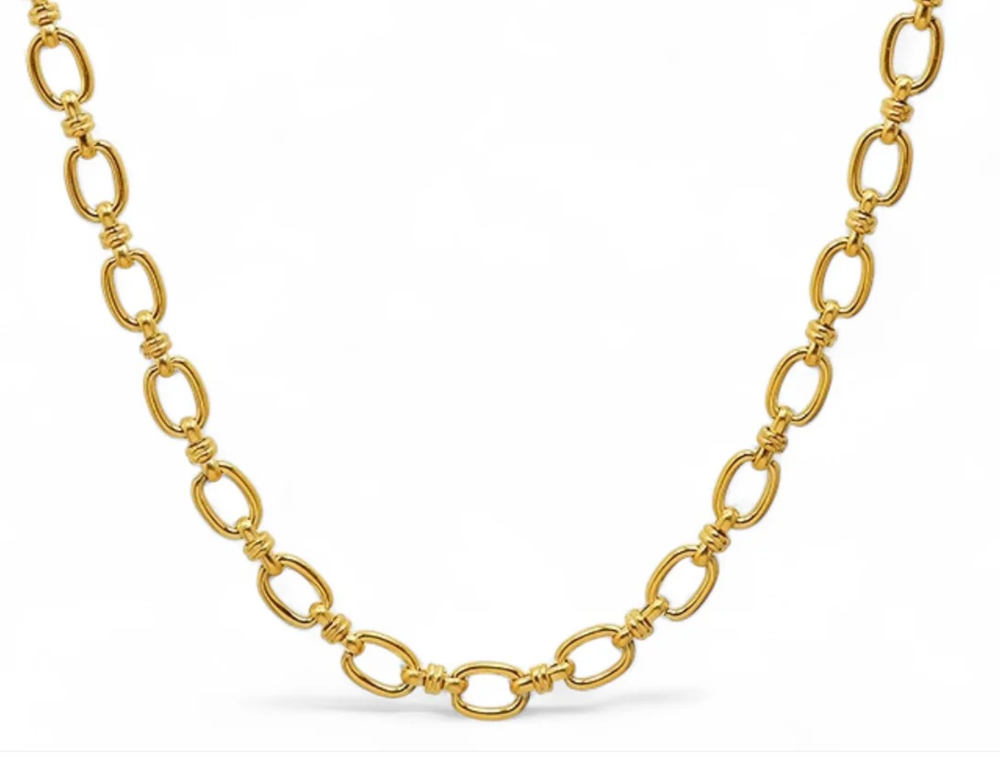 HoopLa - Rio Knuckle Link Steel Necklace 14K Gold Waterproof: Yellow Gold