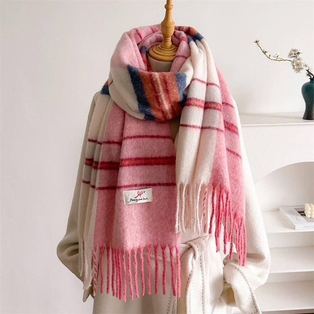 Soft Gradient Knit Tassel Scarf