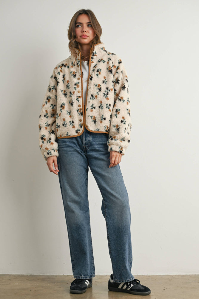 Floral Fluffy Fleece Jacket