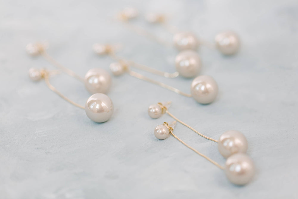 Gray Swinging Pearl Statement Drop Earrings