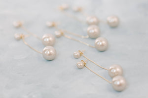 Gray Swinging Pearl Statement Drop Earrings