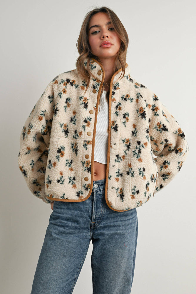 Floral Fluffy Fleece Jacket