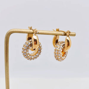 Cubic Zirconia Donut Design Huggie Earrings