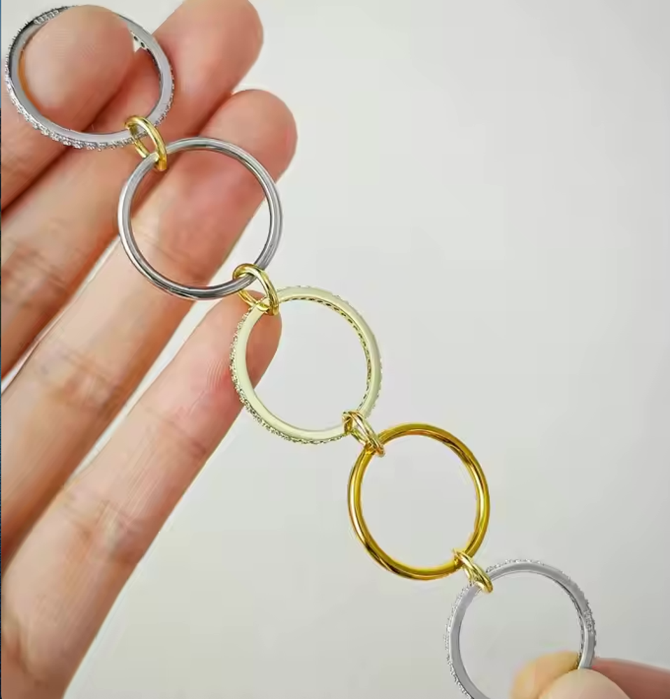 HoopLa - New Multi Band Eternity Ring -stacking bands- STEEL-sized: 3 / 8