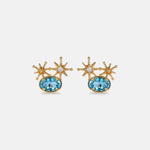 Oval Topaz Star Stud Earrings