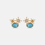 Oval Topaz Star Stud Earrings