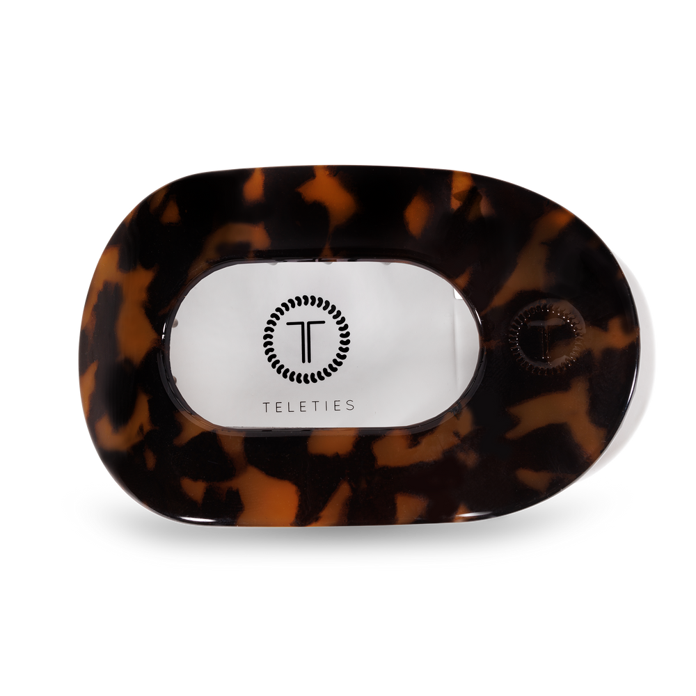 TELETIES - Round Flat Hair Clip | Large | Tortoise