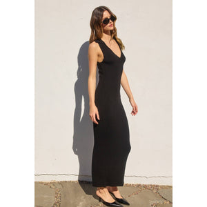 Black Collared Maxi Light Knit Dress