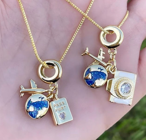HoopLa Style - Charm Necklace - Travel Talisman Stainless Steel Necklace: Suitcase