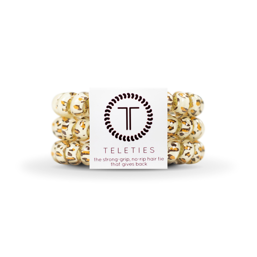 TELETIES - Spiral Hair Coils | Large | Leopard Hair Ties