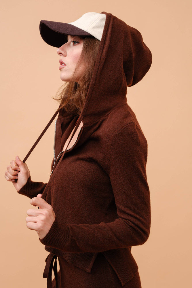 Chocolate Cashmere Hoodie Zip Up