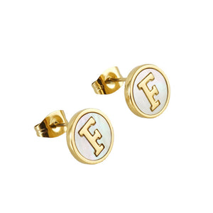 Shell Initial 18K Gold Plated Stainless Steel Ear Studs