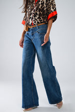 Blue Flare Jeans with Seam Detail