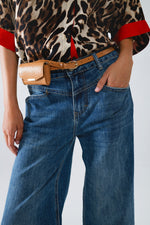 Blue Flare Jeans with Seam Detail