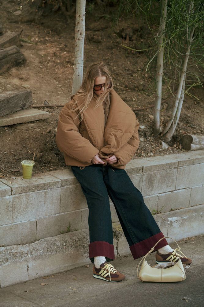 Coffee Big Collared Puffer Jacket