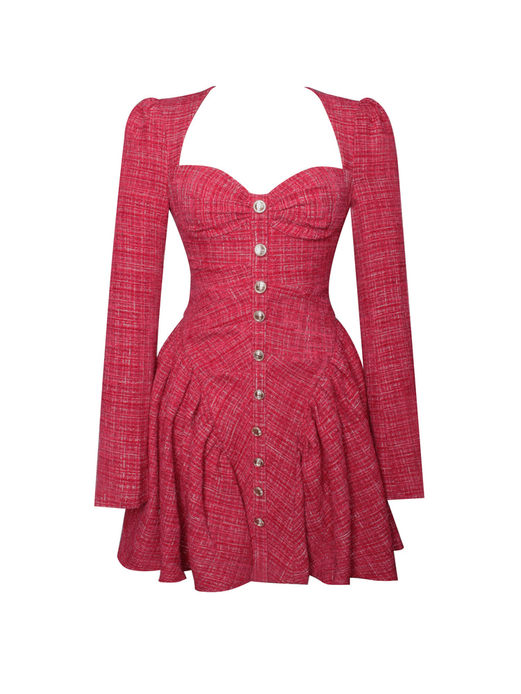 Tae Dress in Red Tweed