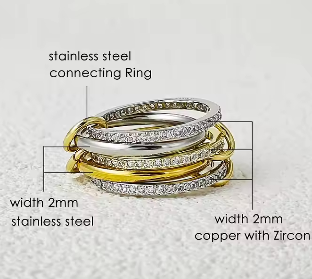 HoopLa - New Multi Band Eternity Ring -stacking bands- STEEL-sized: 3 / 8