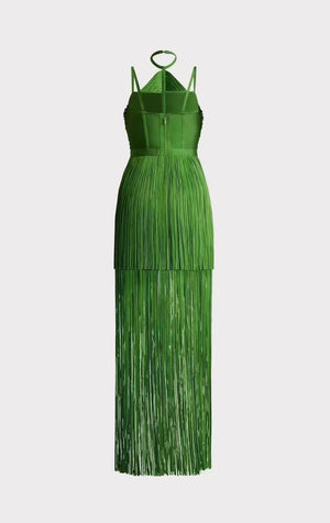 Fringe Halter Maxi Dress