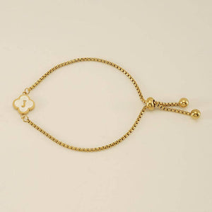 Initial Letter Four Leaf Clover Bracelet