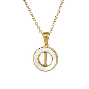 Circular Hollow Shell Initial Pendant Necklace