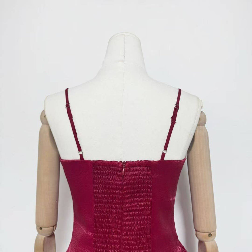 Burgundy Rosette Mini Dress