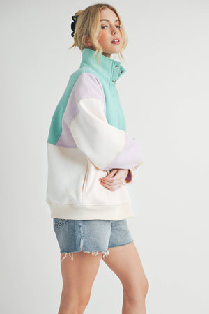 Glo Colorblock Pullover: Lilac Seafoam