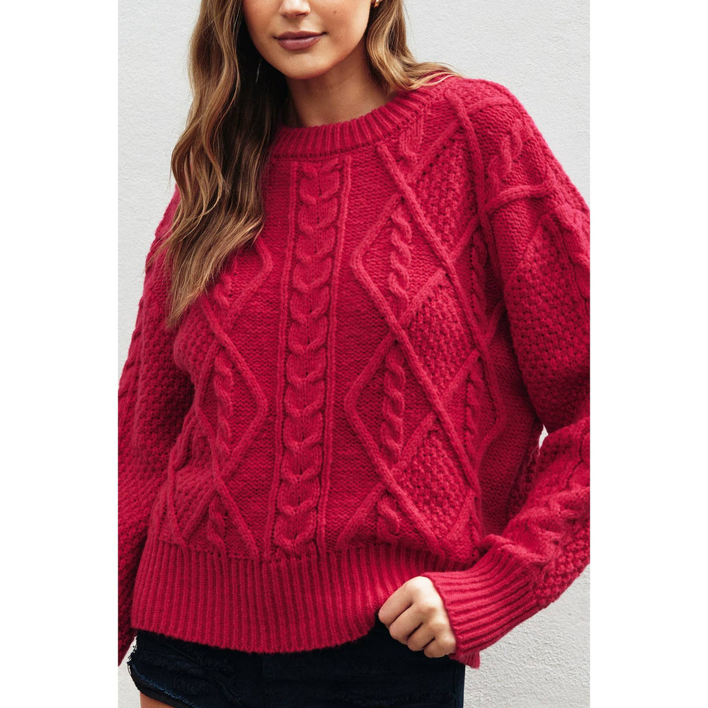 Rose Chunky Cable Knit Sweater