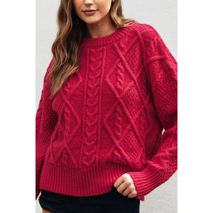 Rose Chunky Cable Knit Sweater