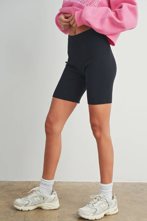 Sweater Ribbed With Waist Elastic Shorts