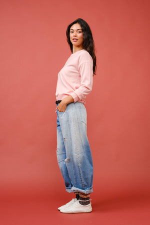 Pink Cashmere Blend Crew Sweater