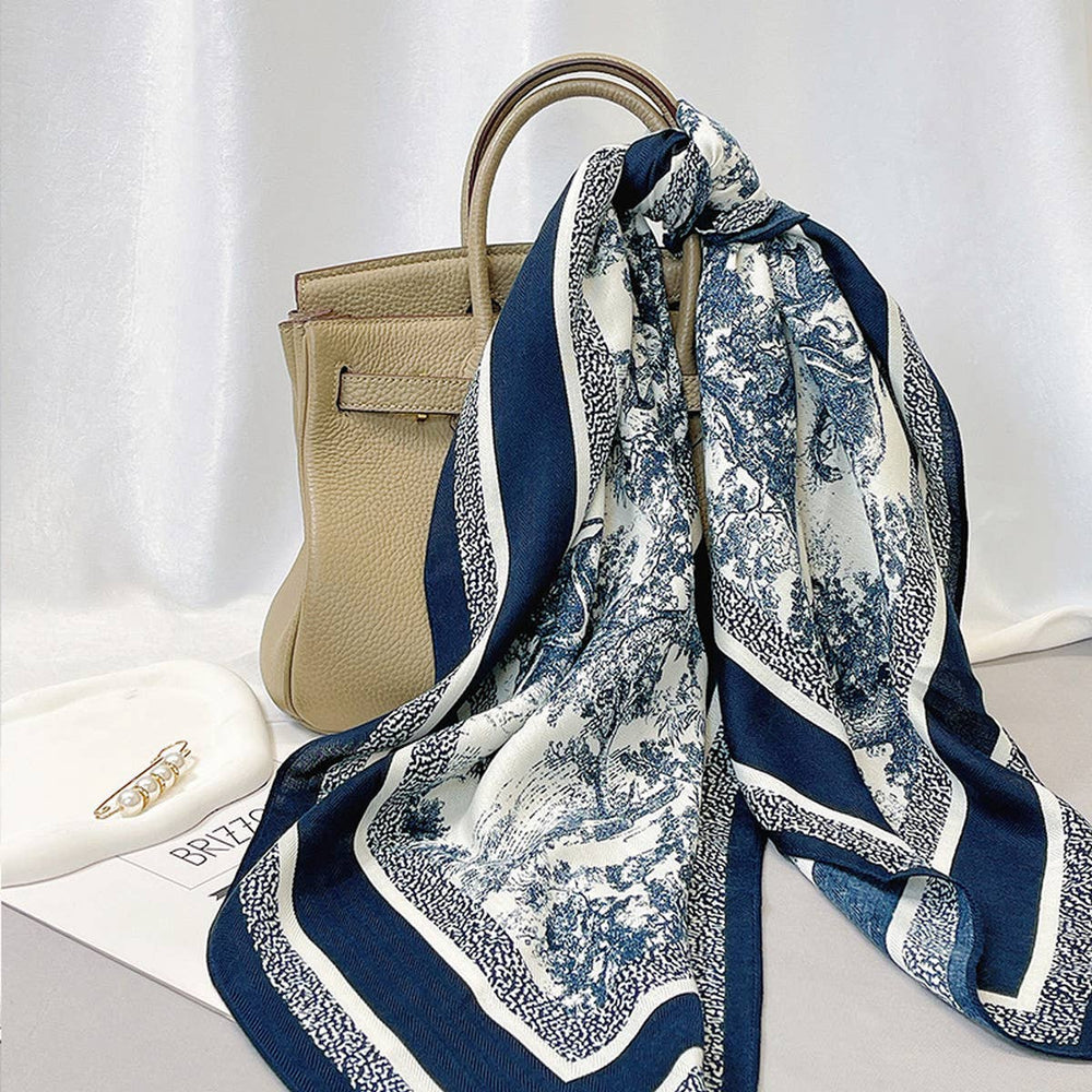 Toile Print Navy Scarf