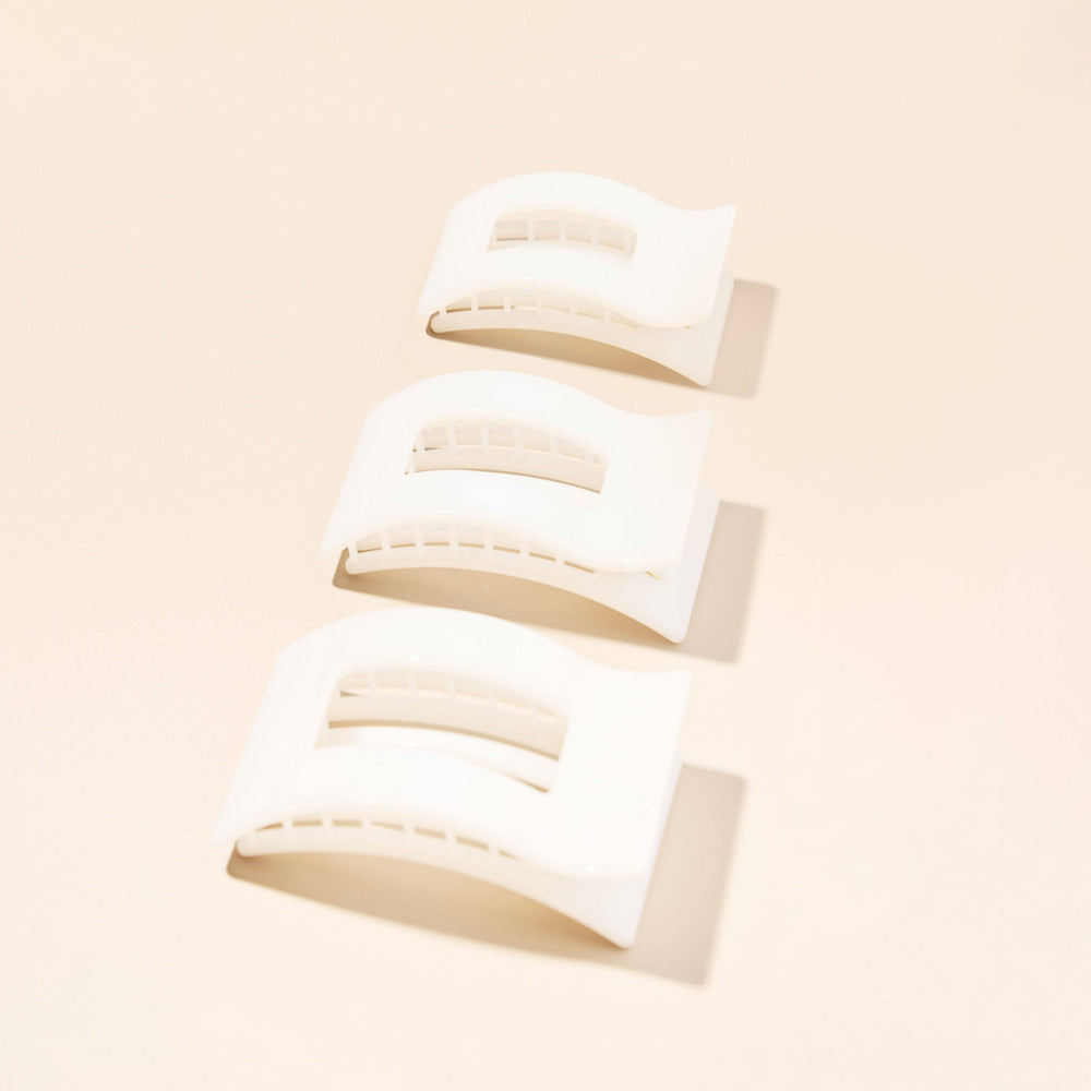 TELETIES - Flat Rectangle Hair Clip | Small | Coconut White