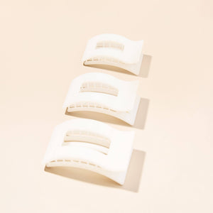 TELETIES - Flat Rectangle Hair Clip | Small | Coconut White
