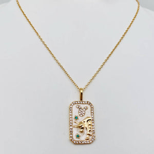 Zodiac Enamel 12 Constellation Inlaid Cubic Zirconia Necklace