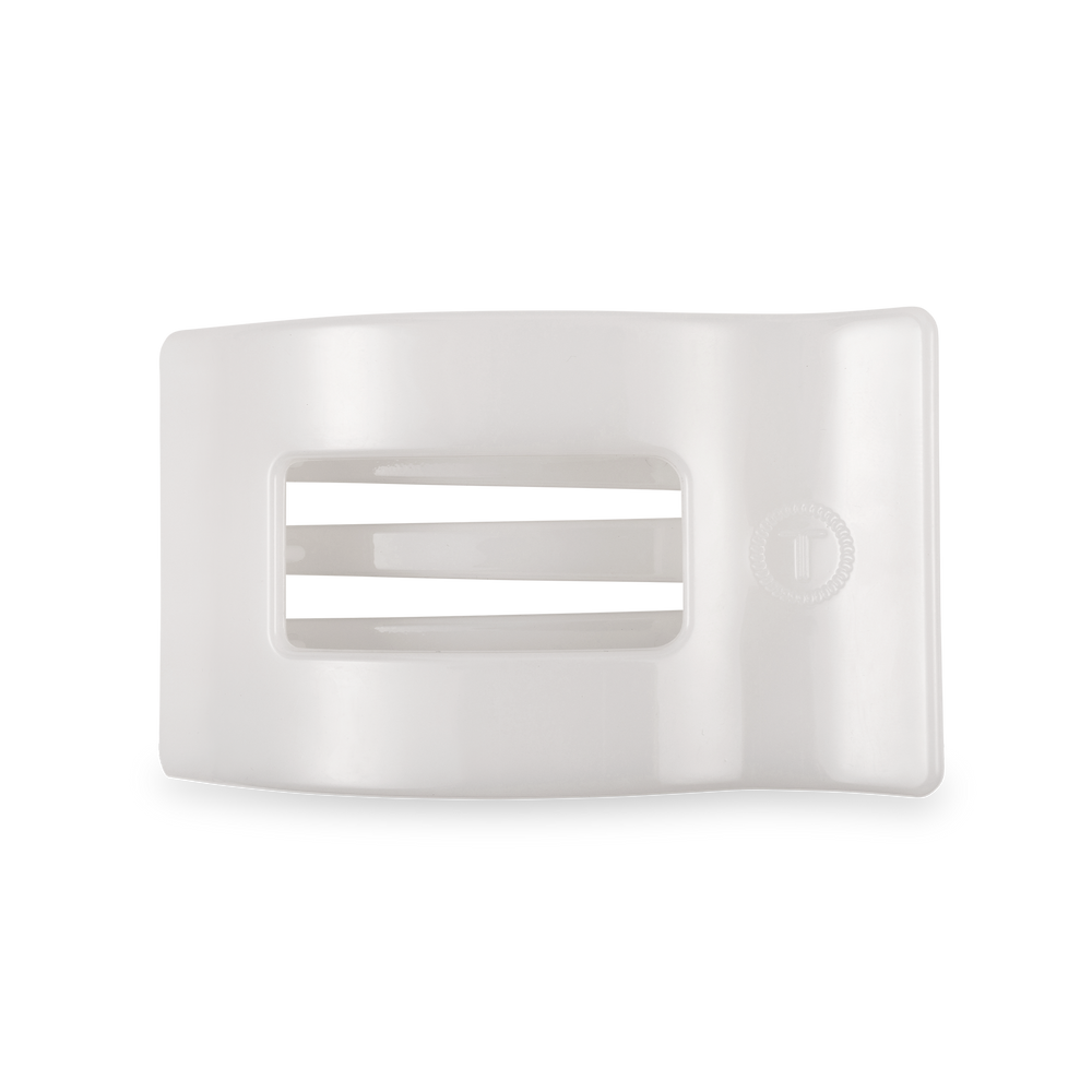 TELETIES - Flat Rectangle Hair Clip | Medium | Coconut White