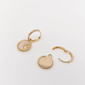 Shell Moon Sun Charm Huggie Earrings