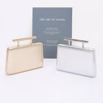 Metal Handle Top Case Clutch: Silver