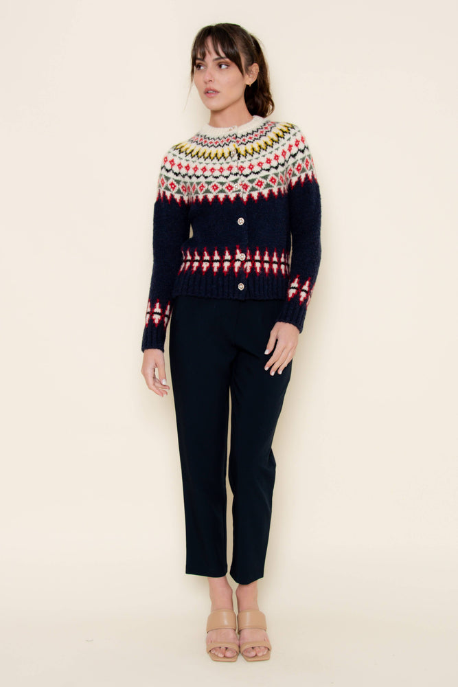 Fair Isle Knit Sweater Cardigan