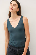 Basic V-Neck Tank: Teal Green