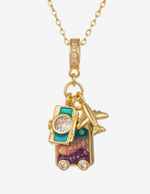 HoopLa Style - Charm Necklace - Travel Talisman Stainless Steel Necklace: Suitcase