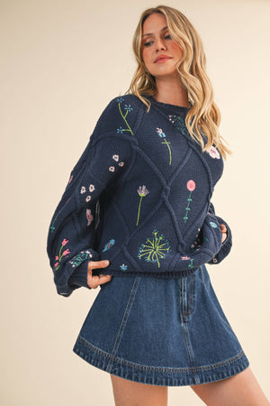 Wildflower Navy Sweater